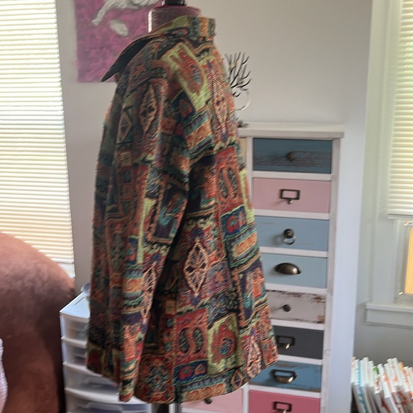 Bird elephant tapestry multicolored artsy lined boho paisley coat - Picture 7 of 17